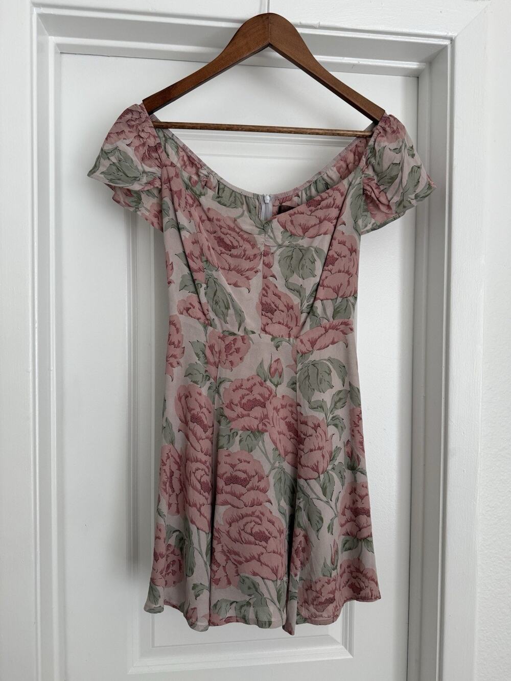 Reformation Rosa Off Shoulder Blush Pink Floral Dress Size 2